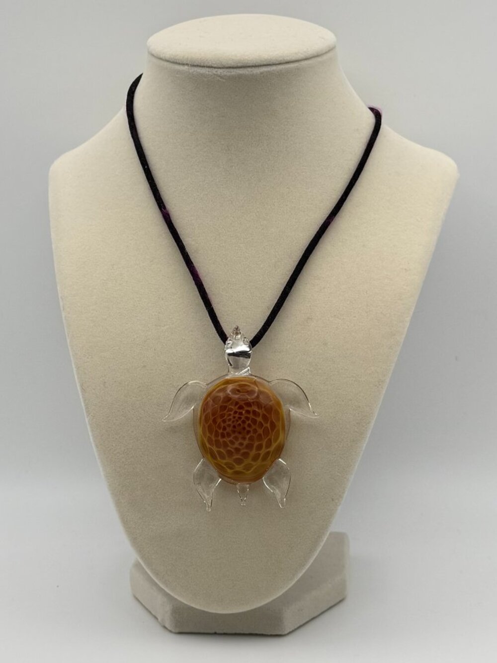 Vintage Glass Sea Turtle Pendant Necklace